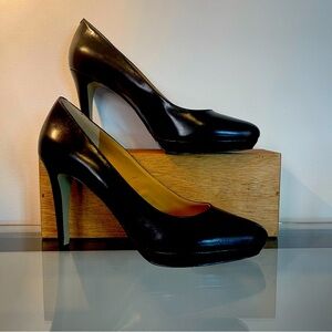9 west platform heels black
